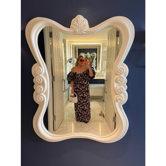 CAROLINE CONSTAS Reyna Black Floral Puff Sleeve Empire Waist Maxi Dress Size M - Picture 8 of 16